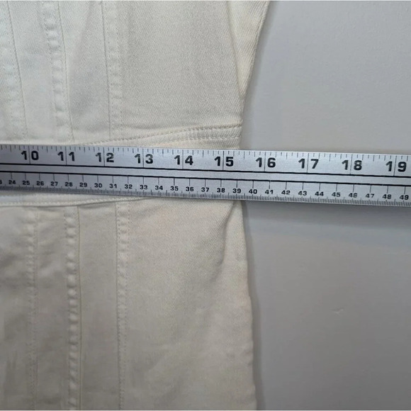 NWT Hudson Women's Cut In Denim Dress Button Down Ecru Sleeveless Knee Length L - Picture 7 of 10